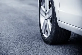 Close up image of a car wheel